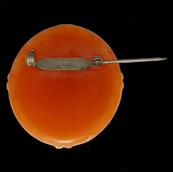 Vintage Avon Cameo Style Floral Brooch Pin Coquette Girl Lolita Orange Apricot - Picture 3 of 5